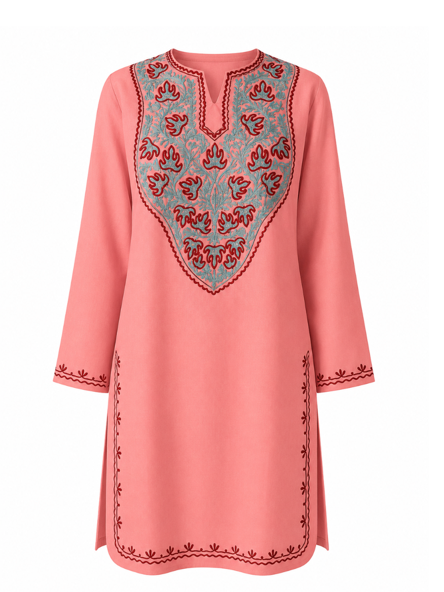 Noor : Aari embroidery summer kurti | Red Rose
